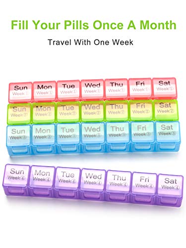 Large Monthly Pill Organizer 28 Day Medication Storage by Week T481