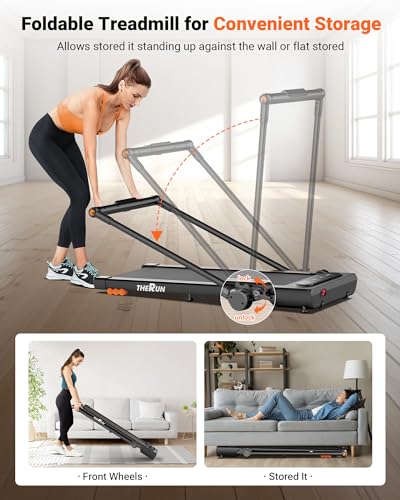 THERUN 2.5HP 2 in 1 Under Desk Walking Pad Treadmill with LED Touch Screen Y74546