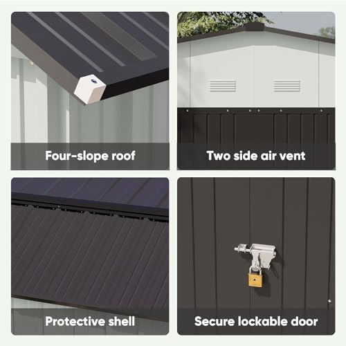 Patiowell 3 x 3 FT Outdoor Storage Shed with Sloping Roof, Grey F27529