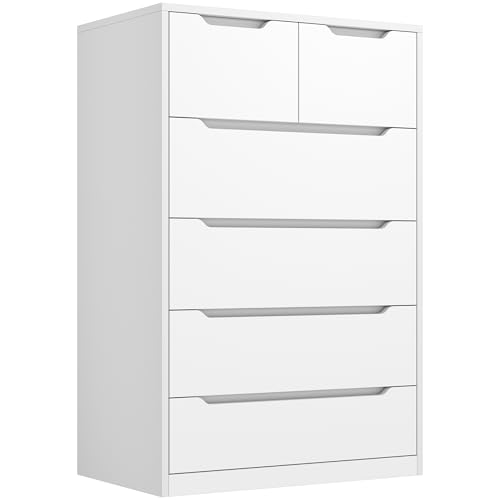 6 Drawer Dresser for Bedrom,Tall Black Chest of Drawers for Bedroom, Hallway, Closet, Modern 43.2" H X 27.6" W X15.6 D