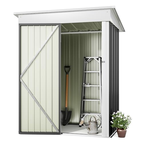 Greesum Outdoor Storage Shed 6 x 8 ft Metal Garden Utility Tool Shed with Lock, Brown U409