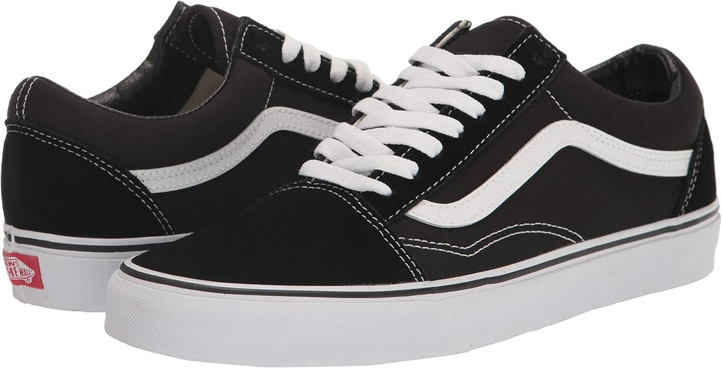 Vans Unisex Old Skool Classic Suede/Canvas Shoes, Black/White, 10.5 US Men W604