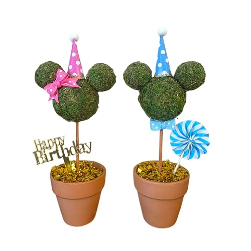 Minnie & Mickey Seasonal Topiary Set, 6 inch, Fall Decor N920