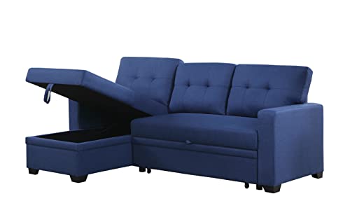 L-Shaped Pull Out Sleep Sofabed with Storage Chaise, Chenille Upholstered X30892