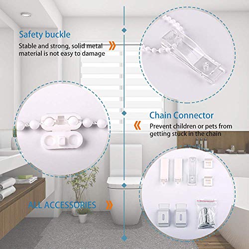 SEEYE Zebra Blinds for Windows French Door Roller Dual Shades Light Control, 35.4" W x 90" H, White C9230