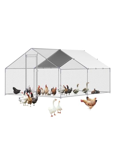VEVOR Large Metal Chicken Coop with Run, Walk-in Outdoor Poultry Pen W388