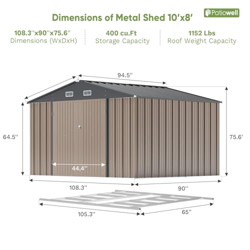 Patiowell 5x3 FT Outdoor Storage Shed with Sloping Roof and Lockable Door, Brown L4971