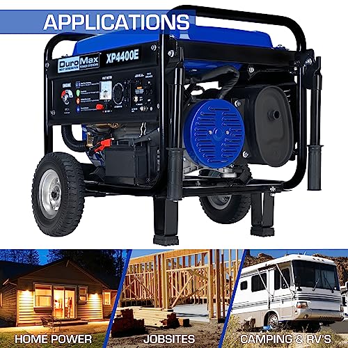 DuroMax XP4400E 4400 Watt Gas Powered Portable Generator, Electric Start, RV Ready R854