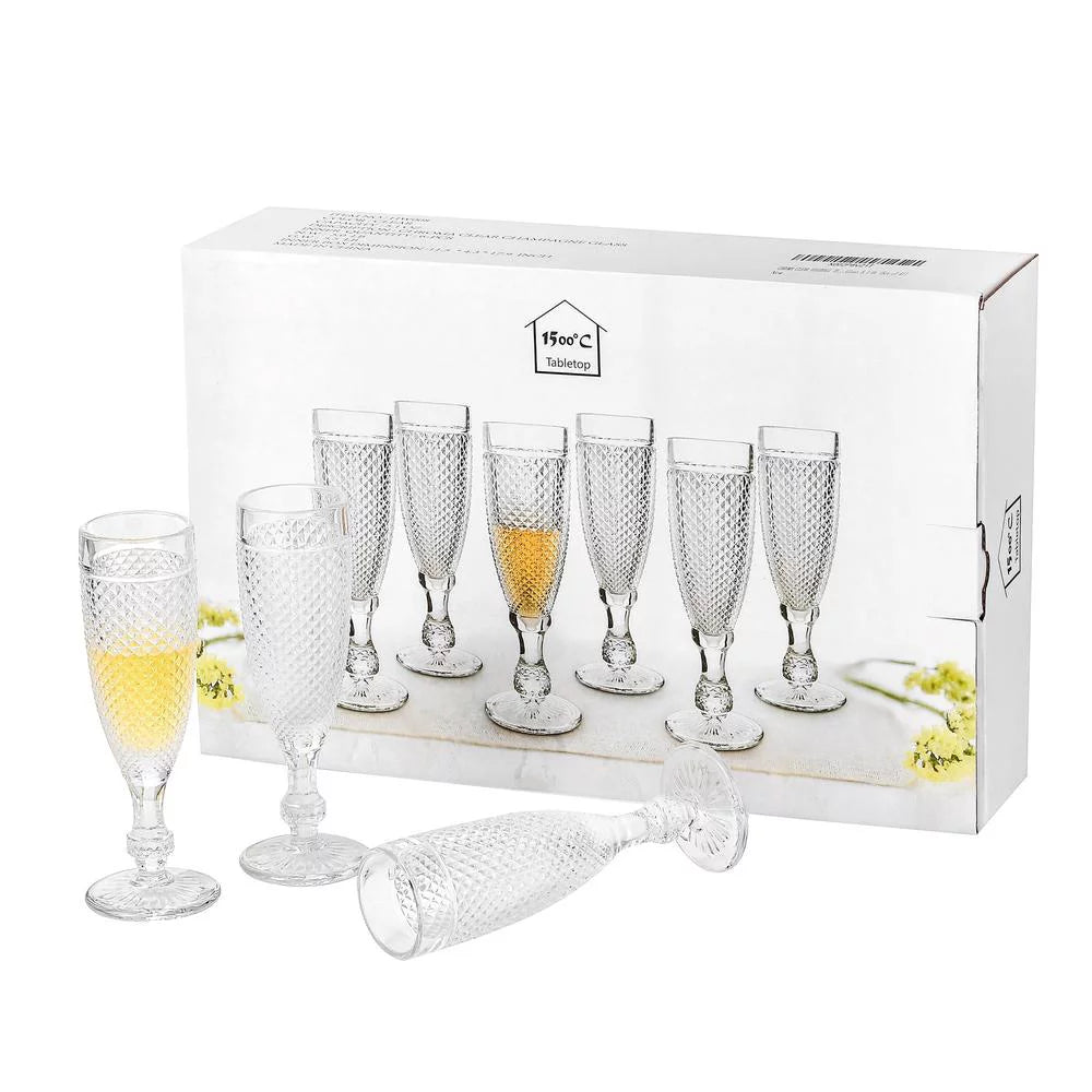 Chroma Clear Champagne Flutes Glass 5.1 oz Set of 6 O2427