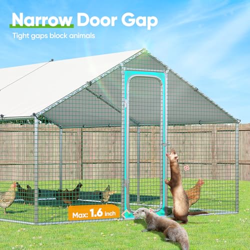 Quictent Large Metal Chicken Coop Run with Roosting Perch for 20+ Poultry, Outdoor Walk-in Hen House, 12x9x6.6FT N28773