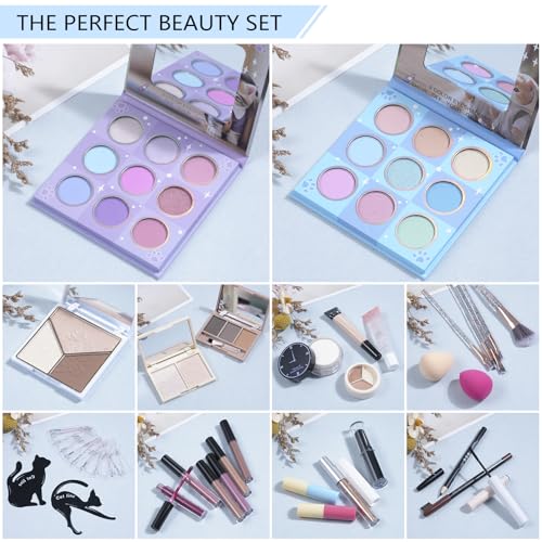 Makeup Gift Set for Women with Eyeshadow, Brushes & Lip Gloss X93393