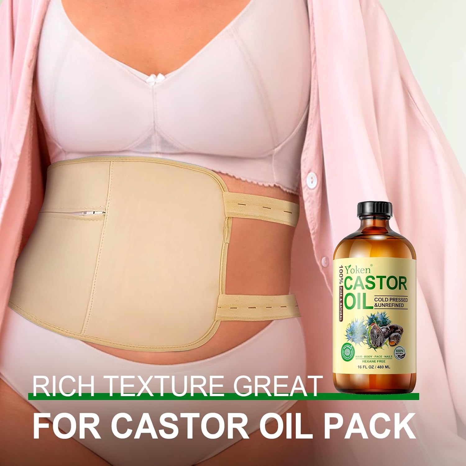 Yoken Jojoba Oil & Castor Oil Glass Bottle Set 16oz, 100% Pure & Natural, Cold Pressed X89977