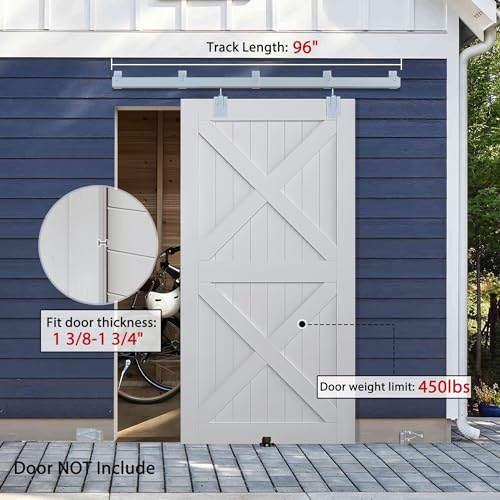 BARNSMITH 6FT Sliding Barn Door Hardware Kit, Heavy Duty Wall Mount S569746
