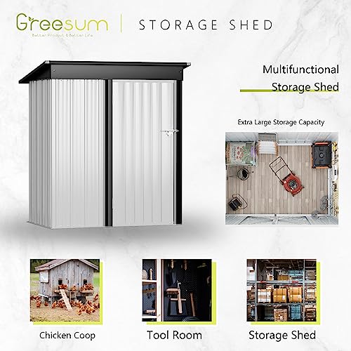 Greesum Outdoor Storage Shed 6 x 8 ft Metal Garden Utility Tool Shed with Lock, Brown U409