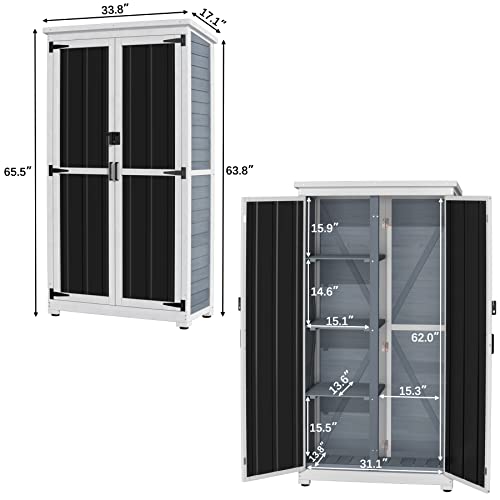 GDLF Outdoor Storage Cabinet Wood & Metal Garden Shed with Lockable Doors U91129