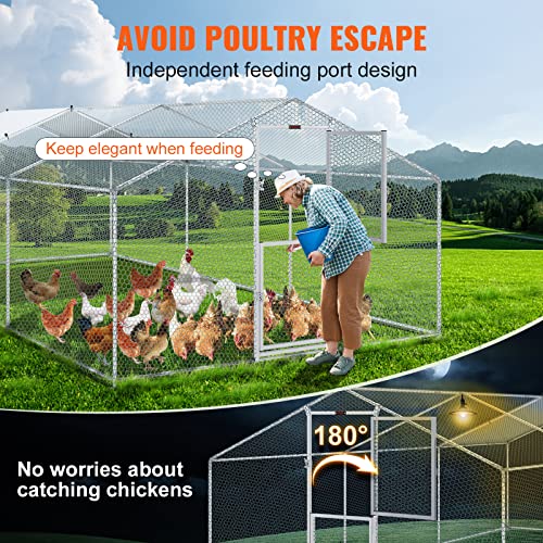 VEVOR Large Metal Chicken Coop with Run, Walk-in Outdoor Poultry Pen W388