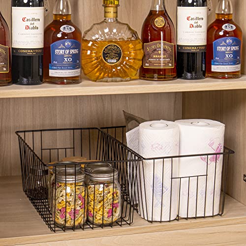 16" Upright Freezer Organizer Baskets, Wire Storage Bins, White, Set of 6 V556519