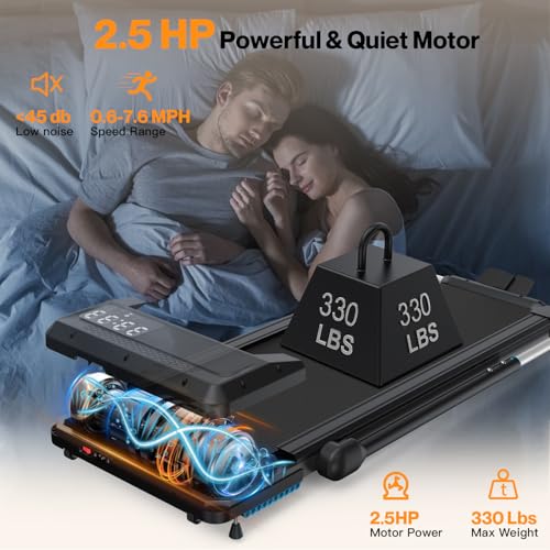 Walking Pad Under Desk Treadmill with Incline, Portable with App & Remote Control H7362