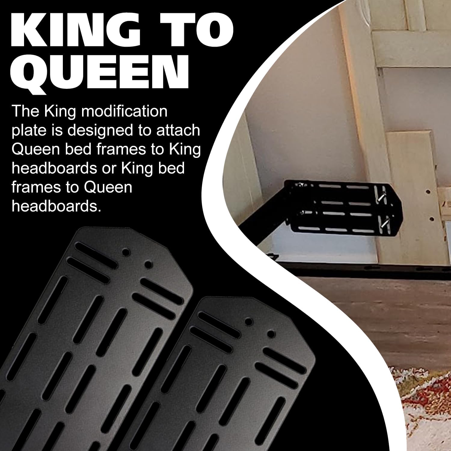 Kings Brand Furniture Set of 2 Bed Frame Brackets Adapter for Headboard with Hardware I3165
