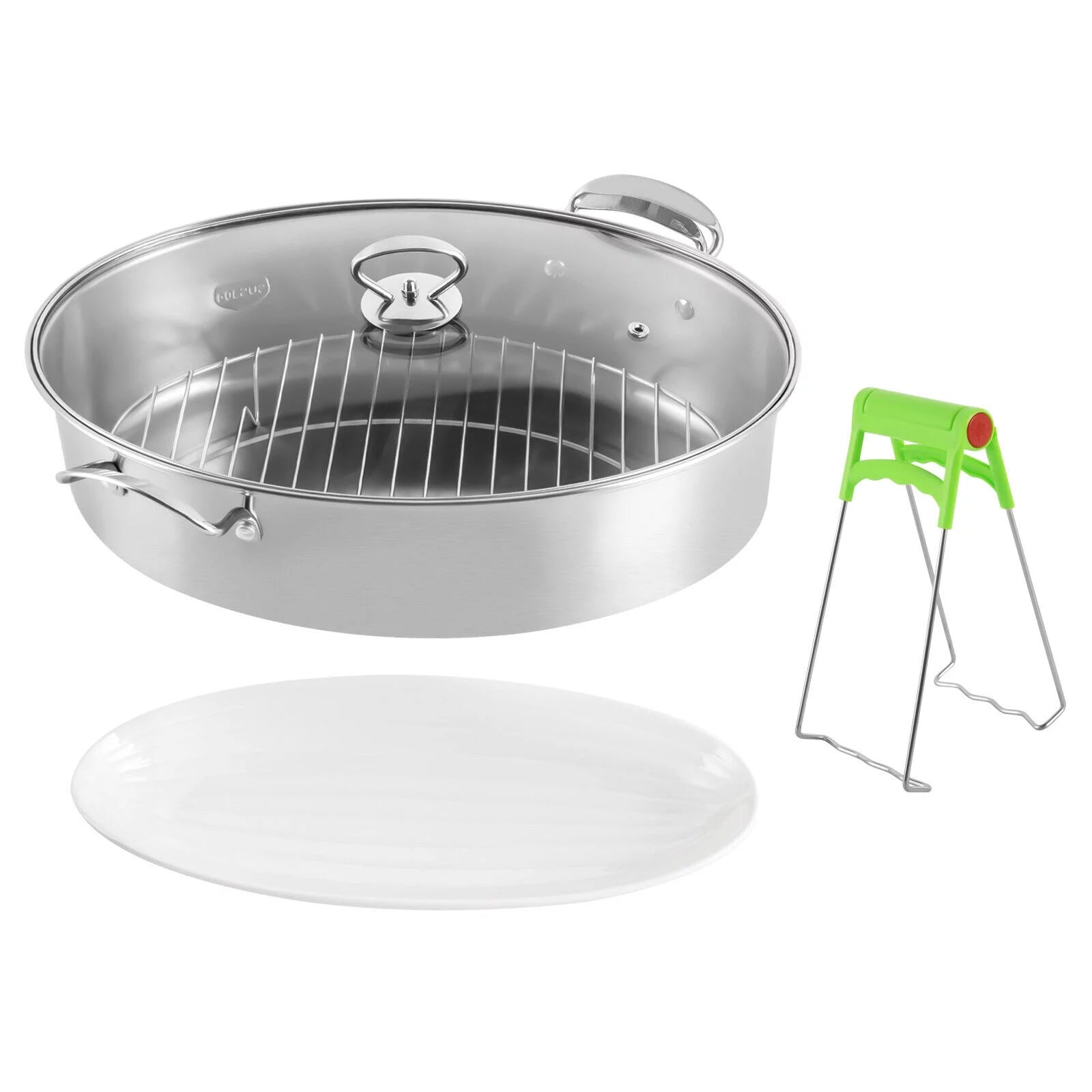 ZhdnBhnos Stainless Steel Fish Steamer with Glass Lid L7059