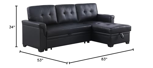 L-Shaped Pull Out Sleep Sofabed with Storage Chaise, Chenille Upholstered X30892