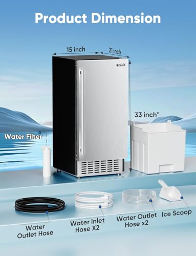 Coolski 80Lbs/Day Commercial Under Counter Ice Maker Machine, Stainless Steel O25306