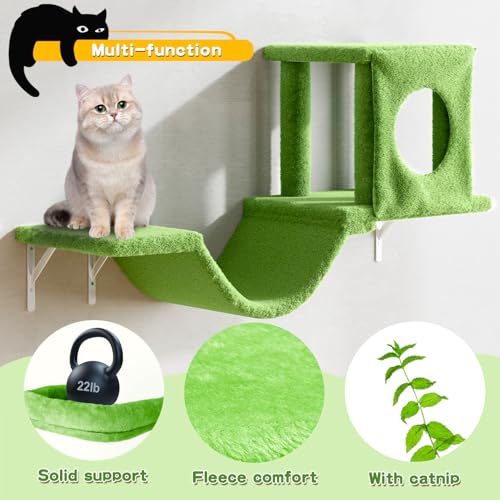 NUNU LAB Wall Mounted Cat Climber Set with House, Tunnel, Scratcher, Black M305