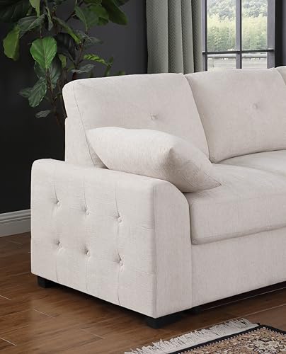 L-Shaped Pull Out Sleep Sofabed with Storage Chaise, Chenille Upholstered X30892