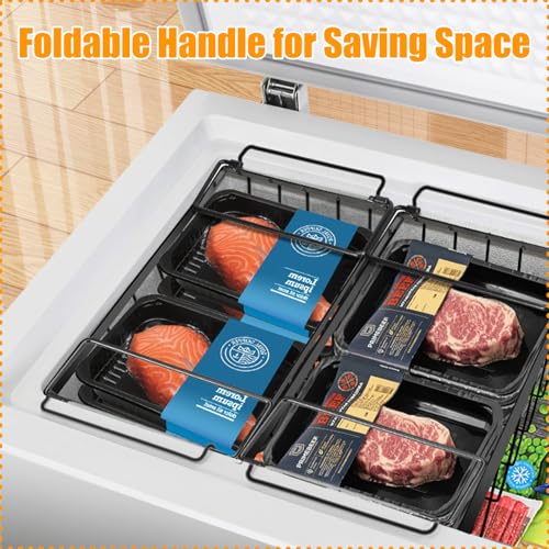 Freezer Organizer Bins, 6 Pack Stackable with Handles, Black S4912
