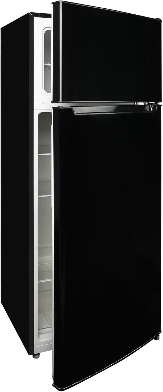 2 Door Refrigerator with Freezer, 7.7 Cu Ft Apartment Size Refrigerator for Bedroom Office or Dorm, Retro Refrigerator with Adjustable Glass Shelves, Black