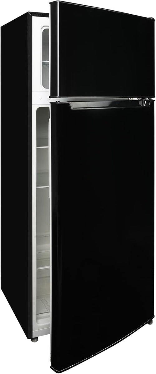 2 Door Refrigerator with Freezer, 7.7 Cu Ft Apartment Size Refrigerator for Bedroom Office or Dorm, Retro Refrigerator with Adjustable Glass Shelves, Black
