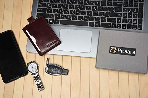 Pitaara Genuine Leather Slim Bifold Front Pocket Wallet with RFID Blocking W383743