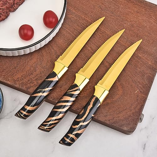 Gold Knife Block Set with Acrylic Stand, 14Pcs Stainless Steel Kitchen Knives U2598