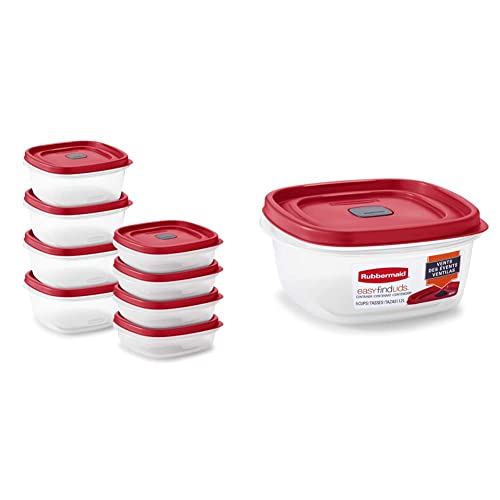 Rubbermaid Easy Find Lids Food Storage Containers and Organization (3-Pack and 5-Cup), Racer Red