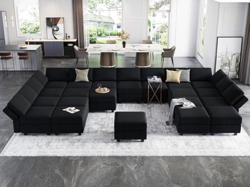Belffin Oversized Modular Sectional Sofa with Double Chaises and Storage F17277