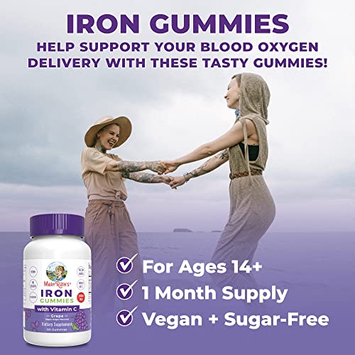 MaryRuth's Iron Supplement Gummies for Adults, Sugar Free, Vitamin C, Vegan, 60 Count D78018