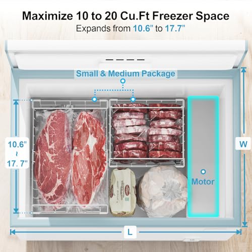 iSPECLE Freezer Organizer Bins 2 Pack, Expandable Stackable for Chest Freezer, Black R10570