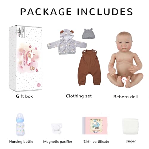 WOOROY Reborn Baby Doll Boy 18 Inch Lifelike Soft Weighted Sleeping Doll L93532