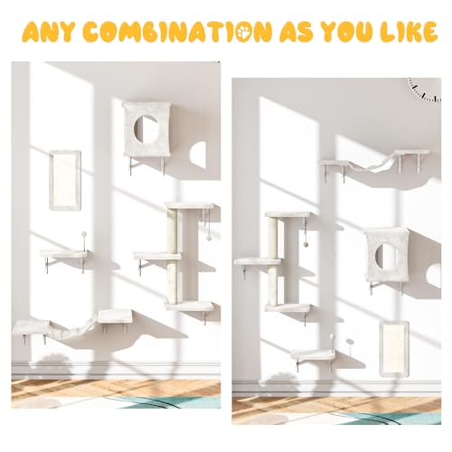 NUNU LAB Wall Mounted Cat Climber Set with House, Tunnel, Scratcher, Black M305