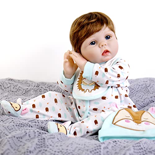Aori Reborn Baby Dolls Boy 22 Inch Realistic Newborn Doll with Teddy Toy Q5061