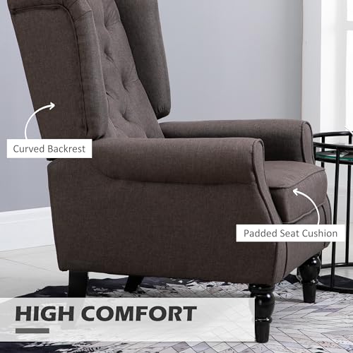 HOMCOM Mid-Century Modern High Wingback Accent Chair with Wood Legs, Dark Brown V59069