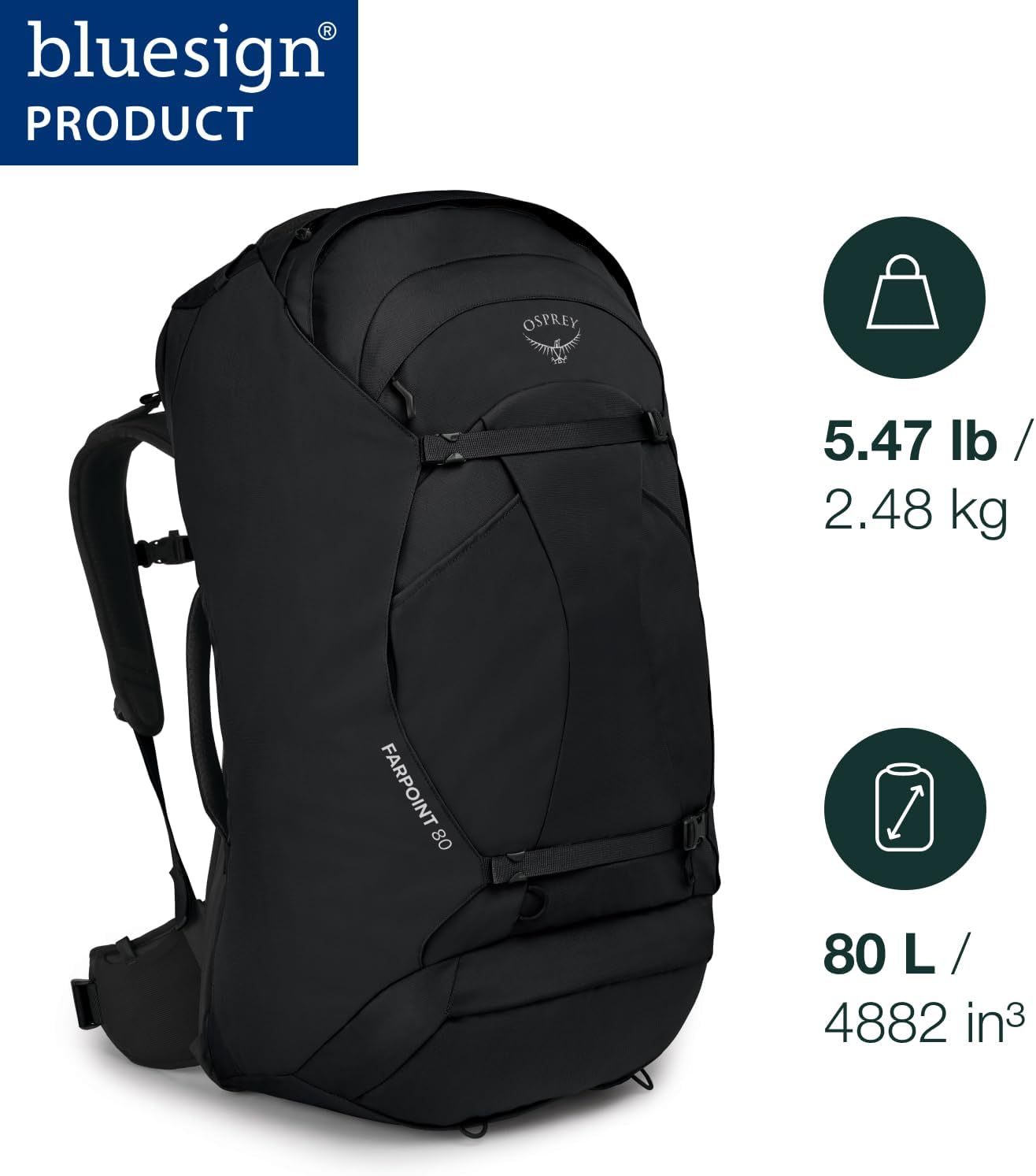 Osprey Farpoint 80L Men's Travel Backpack, Black B49931