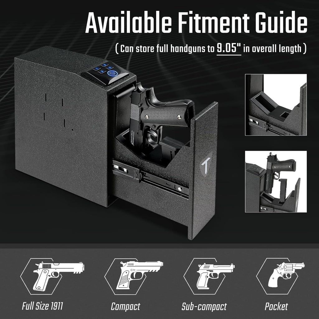 Biometric Gun Safe for Handgun with Fingerprint and Key Access H9370