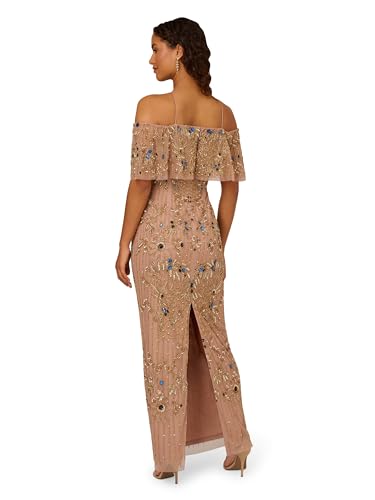 Adrianna Papell Women's Bead Cold Shoulder Long Dress K6051