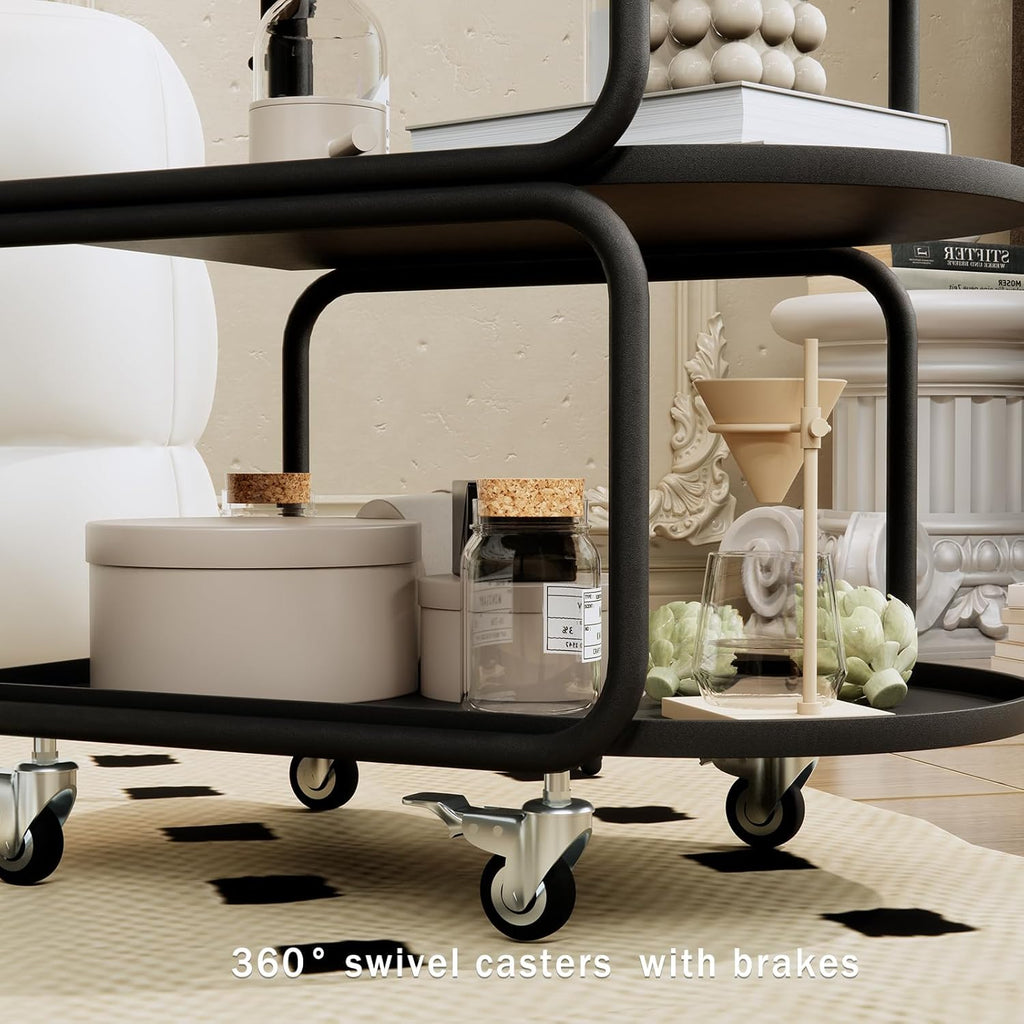 Metal 3-Tier Rolling Bar Cart with Lockable Wheels Z132312