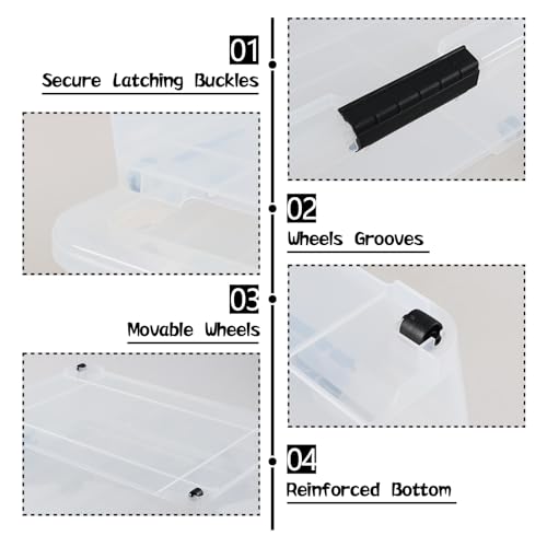 3-Pack 50 Quart Clear Under Bed Storage Bins with Wheels Q808605