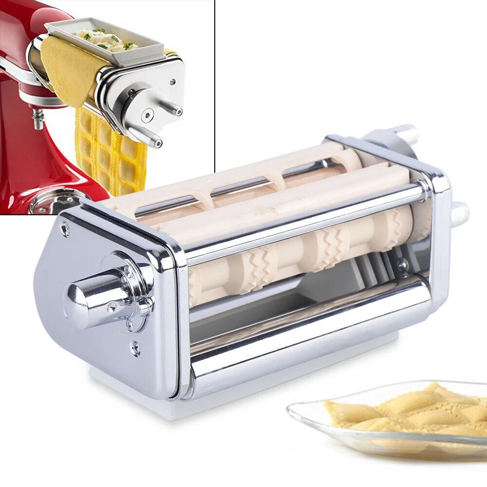 ZhdnBhnos Kitchen Pasta Roller Cutter Ravioli Maker Stand Mixer Attachment Stainless Steel C104560