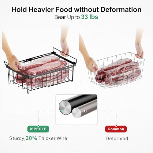 iSPECLE Freezer Organizer Bins 2 Pack, Expandable Stackable for Chest Freezer, Black R10570