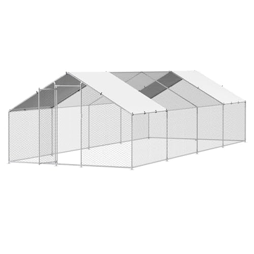 VEVOR Large Metal Chicken Coop with Run, Walk-in Outdoor Poultry Pen W388