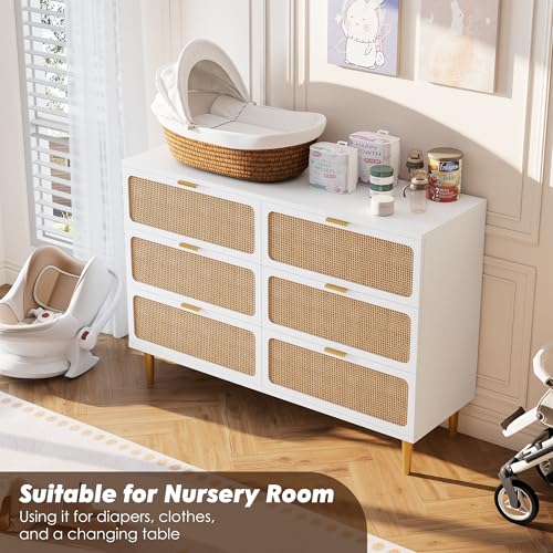Rattan 5 Drawer Tall Dresser for Bedroom, Black V99880